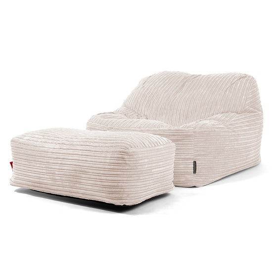 Sedia Pouf Sacco Sloucher - Velluto a Coste Avorio 01