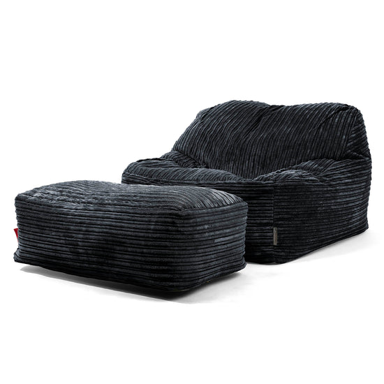 Sedia Pouf Sacco Sloucher - Velluto a Coste Nero 01