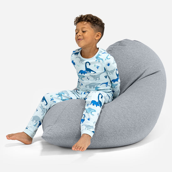Poltrona a Sacco Alta per Bambini 2-6 anni - Cotone Elasticizzato Grigio Chiaro 01