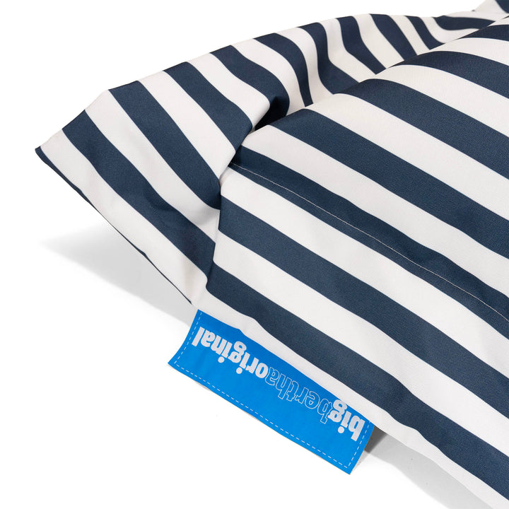 Cuscino Pouf Sacco XL, Pouf Letto - A Righe Blu Navy 05