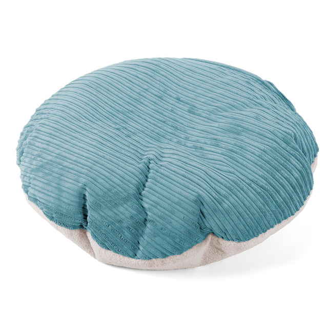 Flexforma Pouf Sacco Rotondo da Pavimento per Bambini 1-3 anni - Bouclé & Velluto a Coste Egeo Blu 01