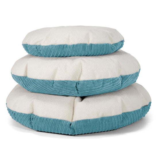 Flexforma Pouf Sacco Rotondo da Pavimento per Bambini 1-3 anni - Bouclé & Velluto a Coste Egeo Blu 03