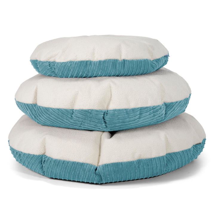 Flexforma Pouf Sacco Rotondo da Pavimento per Bambini 1-3 anni - Bouclé & Velluto a Coste Egeo Blu 03