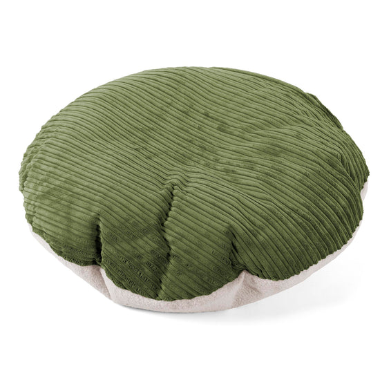 Flexforma Pouf Sacco Rotondo da Pavimento per Bambini 1-3 anni - Bouclé & Velluto a Coste Verde Foresta 01