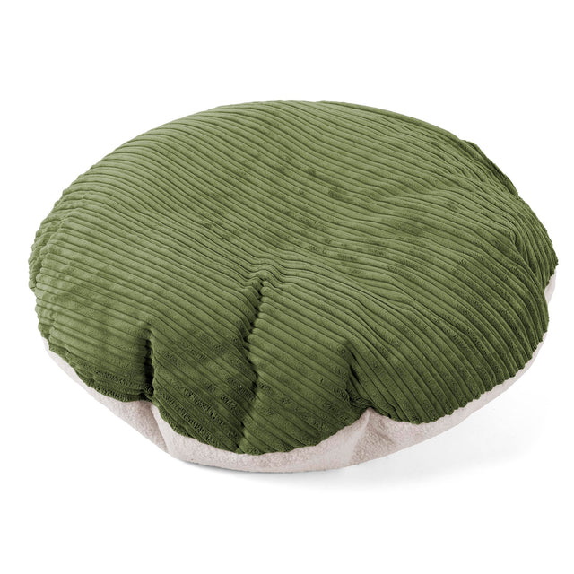 Flexforma Pouf Sacco Rotondo da Pavimento per Bambini 1-3 anni - Bouclé & Velluto a Coste Verde Foresta 01