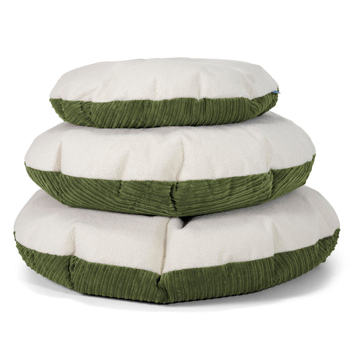 Flexforma Pouf Sacco Rotondo da Pavimento per Bambini 1-3 anni - Bouclé & Velluto a Coste Verde Foresta 03