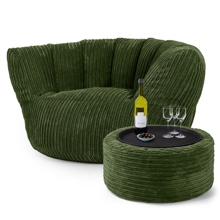 Poltrona Pouf Sacco Charles Vintish - Velluto a Coste Verde Foresta 03