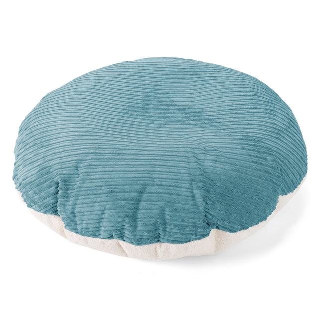 Flexforma Pouf Sacco Rotondo da Pavimento per Bambini 2-14 anni - Bouclé & Velluto a Coste Egeo Blu 01