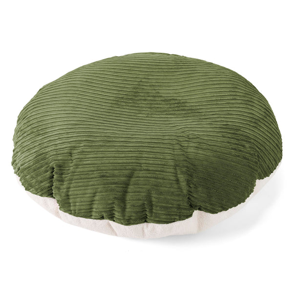 Flexforma Pouf Sacco Rotondo da Pavimento per Bambini 2-14 anni - Bouclé & Velluto a Coste Verde Foresta 01