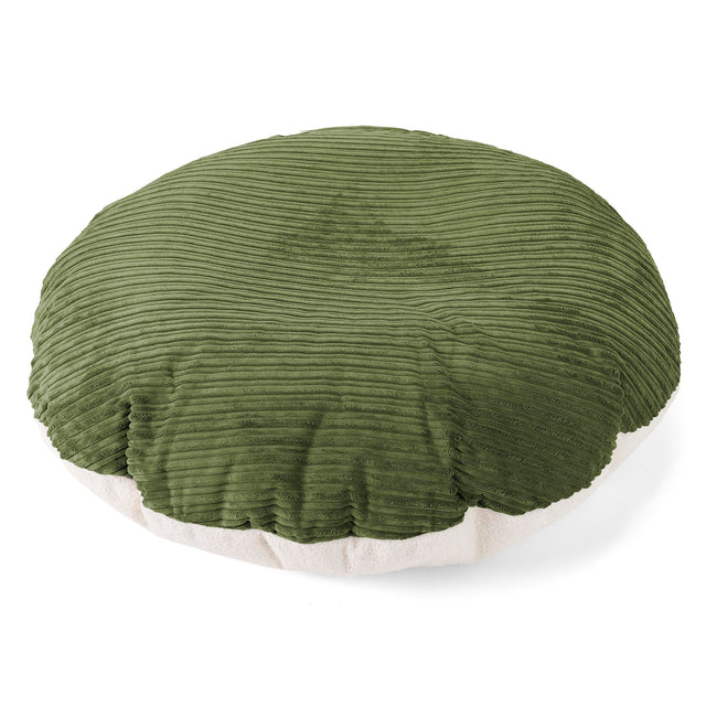 Flexforma Pouf Sacco Rotondo da Pavimento per Bambini 2-14 anni - Bouclé & Velluto a Coste Verde Foresta 01