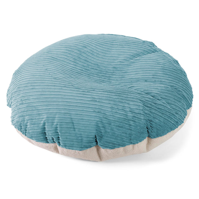 Flexforma Pouf Sacco Rotondo da Pavimento per Adulti - Bouclé & Velluto a Coste Egeo Blu 01