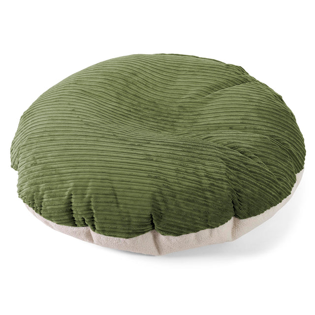 Flexforma Pouf Sacco Rotondo da Pavimento per Adulti - Bouclé & Velluto a Coste Verde Foresta 01