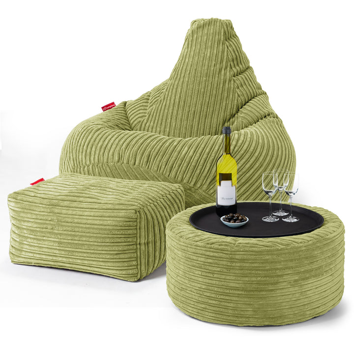 Poltrona Sacco Pouf 'Gioco' - Velluto a Coste Lime 03