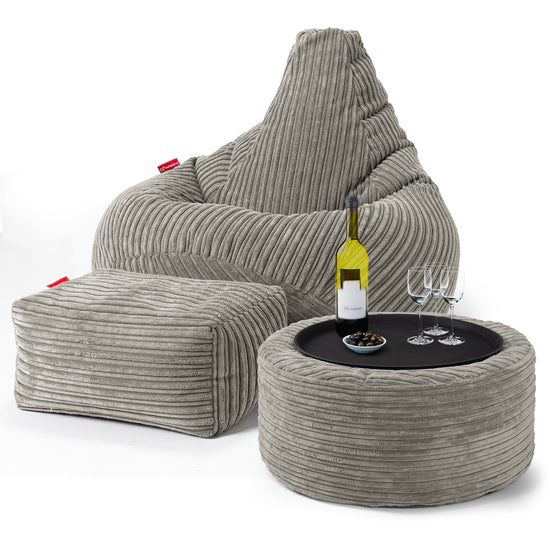 Poltrona Sacco Pouf 'Gioco' - Velluto a Coste Visone 03