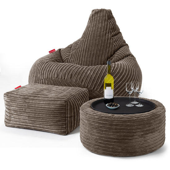 Poltrona Sacco Pouf 'Gioco' - Velluto a Coste Moca 03