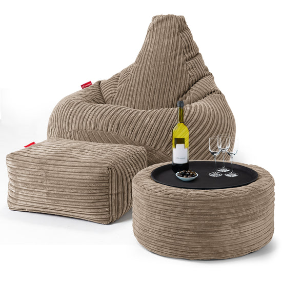 Poltrona Sacco Pouf 'Gioco' - Velluto a Coste Sabbi 03