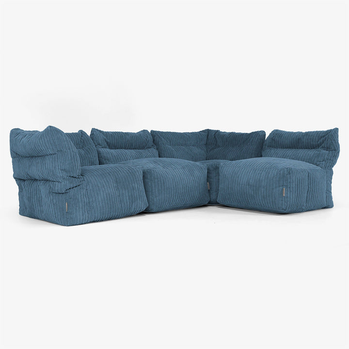 Divano Modulare 4 Posti - Velluto a Coste Navy 04