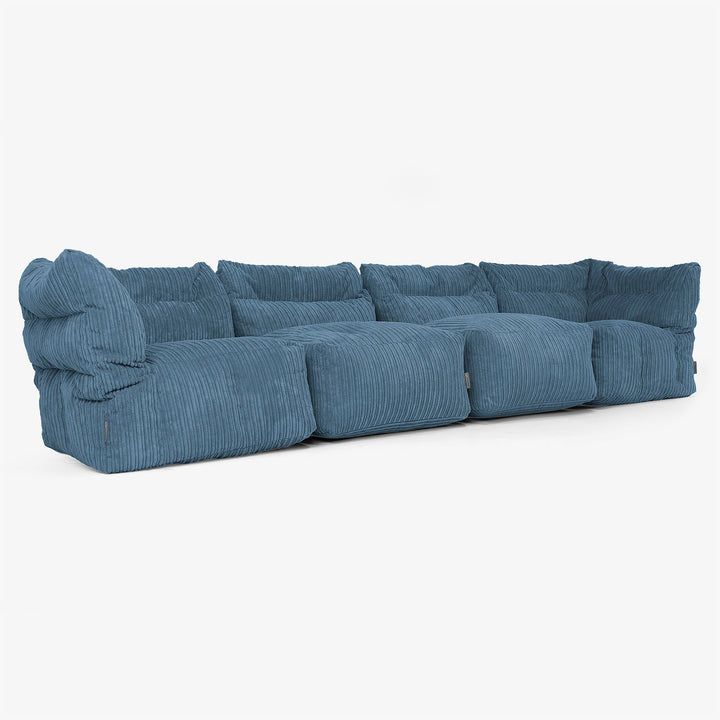Divano Modulare 4 Posti - Velluto a Coste Navy 02