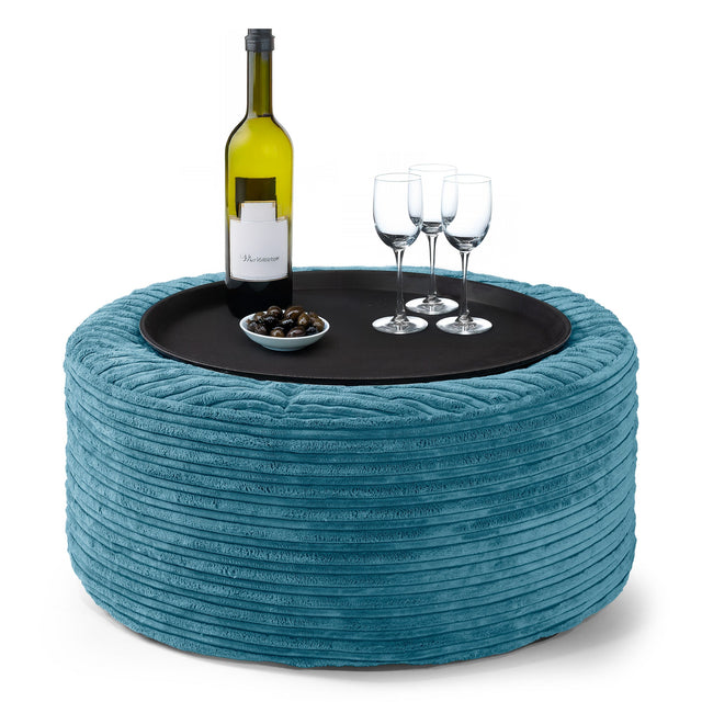 Pouf Ottoman - Velluto a Coste Egeo Blu 01