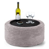 Pouf Ottoman con Vassoio - Velluto a Coste Grigio Argento 01
