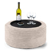 Pouf Ottoman con Vassoio - Velluto a Coste Avorio 01