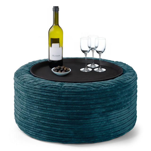 Pouf Ottoman - Velluto a Coste Tiglio 01