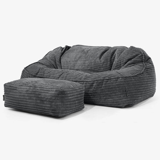 Divano Sacco Oversize Sloucher - Velluto a Coste Nero 02