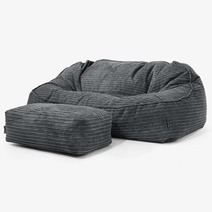 Divano Sacco Oversize Sloucher - Velluto a Coste Nero 02