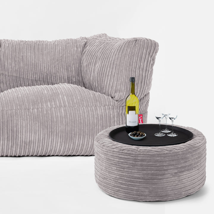 Albert Pouf Divano 2 posti - Velluto a Coste Grigio Argento 03