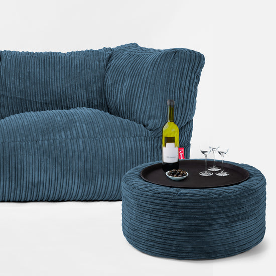 Albert Pouf Divano 2 posti - Velluto a Coste Navy 03