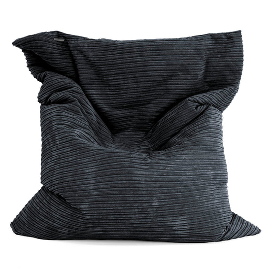 Cuscino Pouf Sacco XL - Velluto a Coste Nero 01