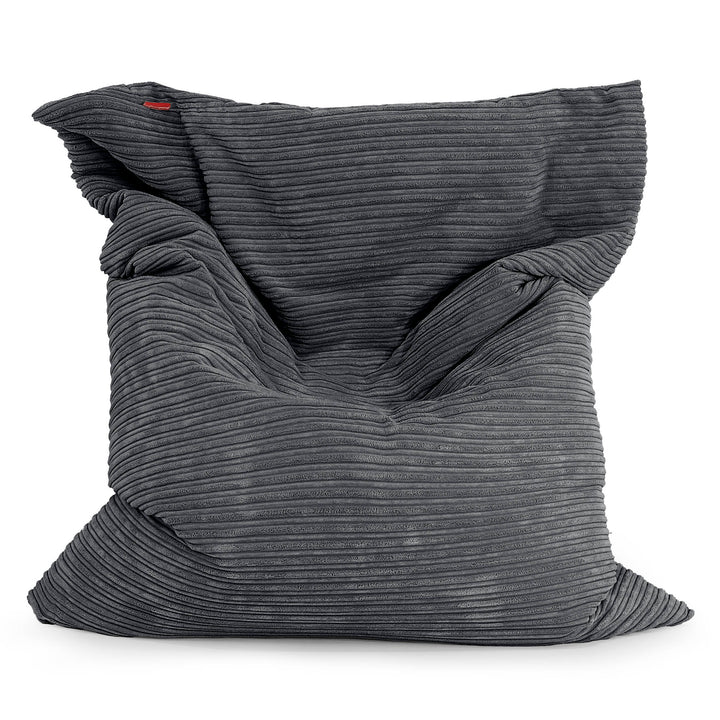 Cuscino Pouf Sacco XL - Velluto a Coste Nero 01