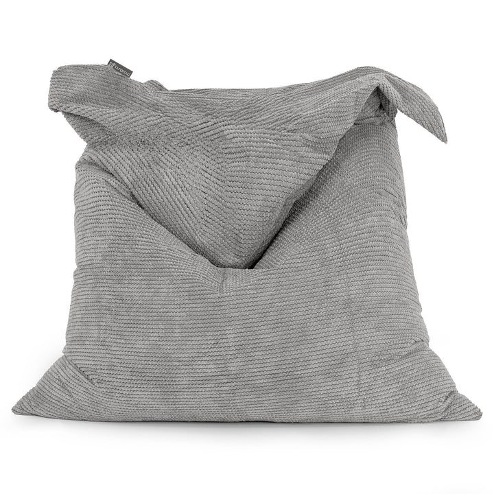 Cuscino Pouf Sacco XL - Pompon Carbone Grigio 01