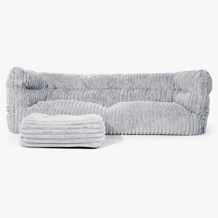 Albert Pouf Divano 3 posti 2.0 - Velluto Felpato Ultra Morbido Azzurro Uovo di Anatra 02