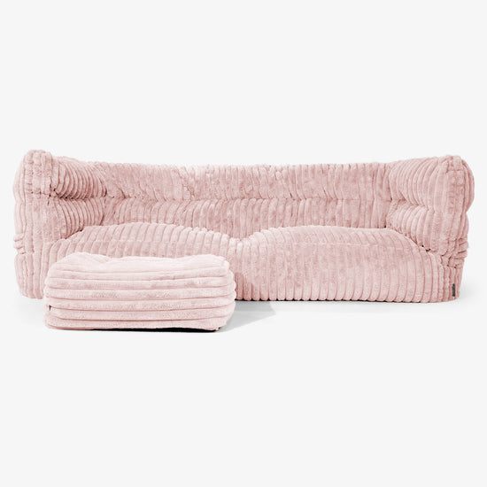 Albert Pouf Divano 3 posti 2.0 - Velluto Felpato Ultra Morbido Rosa Antico 02