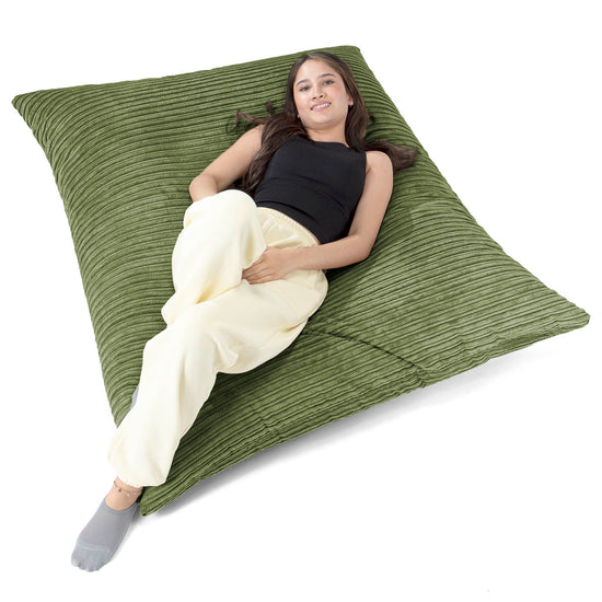 Cuscino Pouf Sacco XL - Velluto a Coste Verde Foresta 02