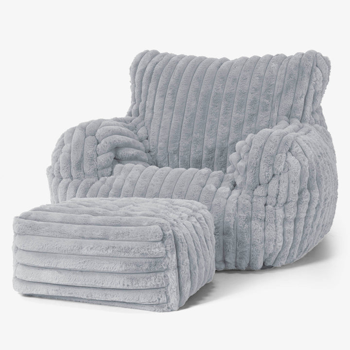 Josephine Poltrona Sacco,  Pouf - Velluto Felpato Ultra Morbido Azzurro Uovo di Anatra 02