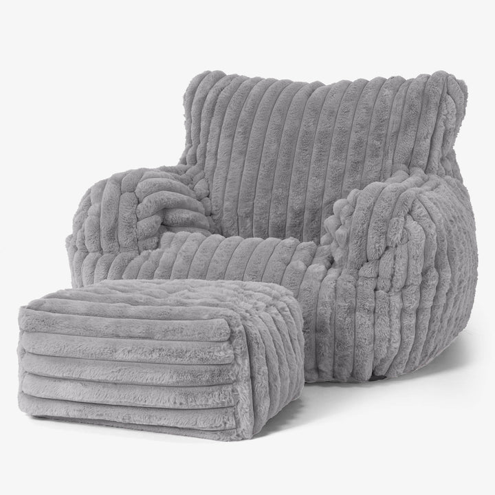 Josephine Poltrona Sacco,  Pouf - Velluto Felpato Ultra Morbido Grigio 02