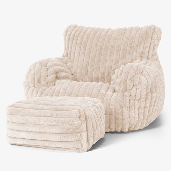 Josephine Poltrona Sacco,  Pouf - Velluto Felpato Ultra Morbido Panna 02