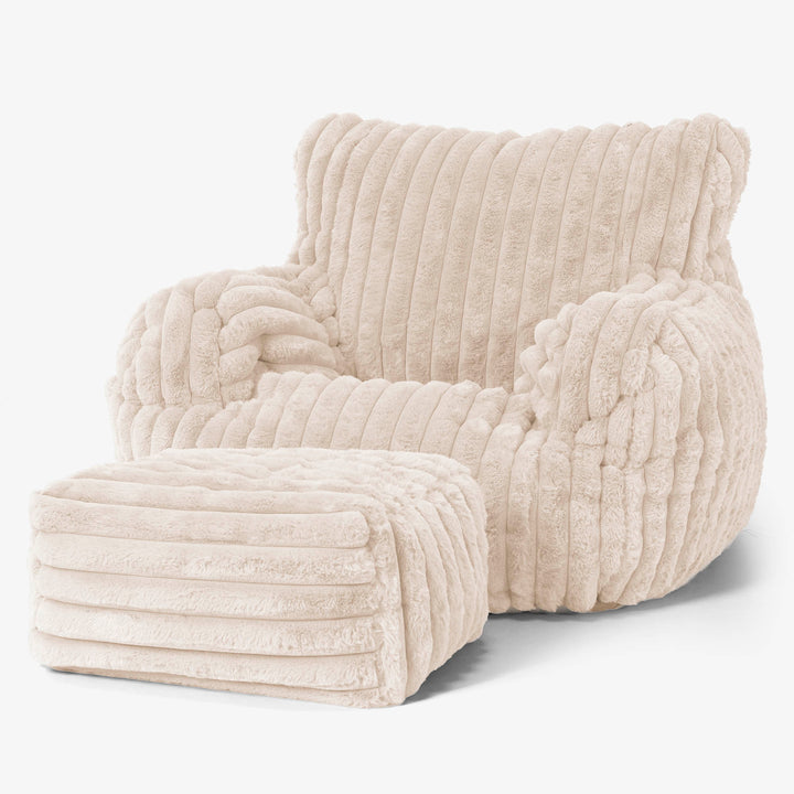 Josephine Poltrona Sacco,  Pouf - Velluto Felpato Ultra Morbido Panna 02