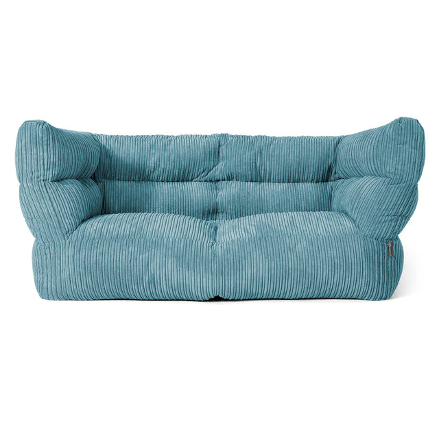 Louis Pouf Divano 2 posti - Velluto a Coste Egeo Blu 01