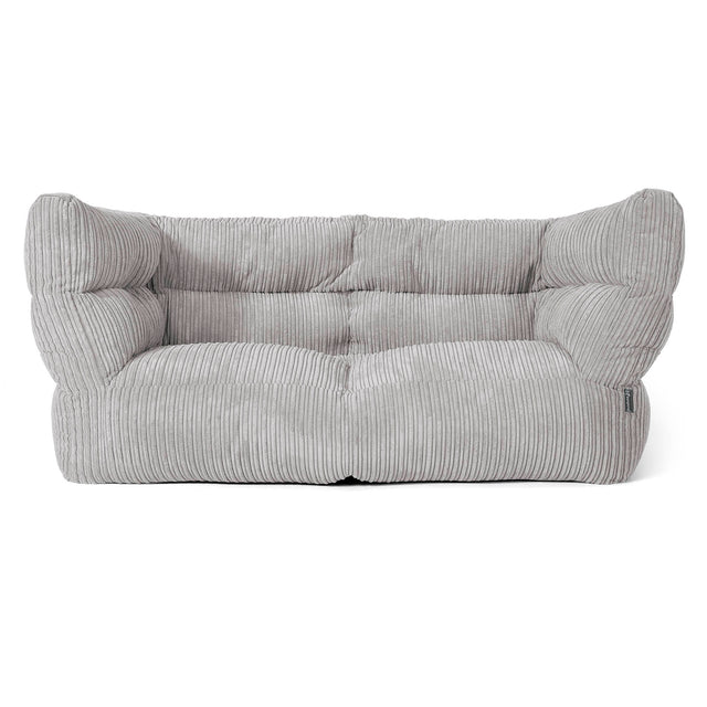 Louis Pouf Divano 2 posti - Velluto a Coste Grigio Argento 01
