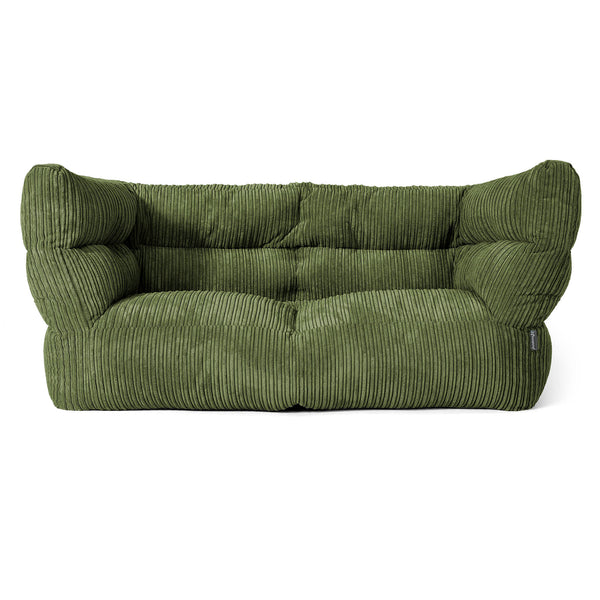 Louis Pouf Divano 2 posti - Velluto a Coste Verde Foresta 01