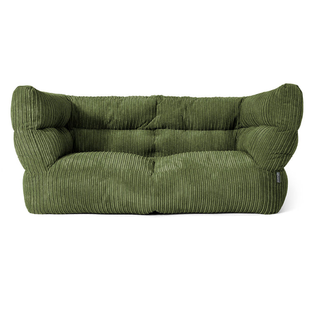 Louis Pouf Divano 2 posti - Velluto a Coste Verde Foresta 01