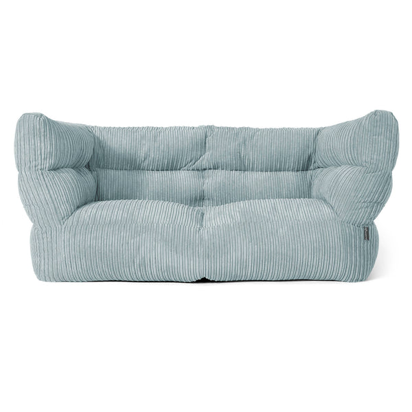 Louis Pouf Divano 2 posti - Velluto a Coste Verde Menta 01