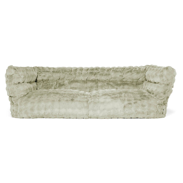 Louis Pouf Divano 3 posti - Pelliccia Sintetica a Bolle Verde Salvia 01