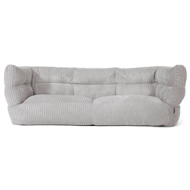 Louis Pouf Divano 3 posti - Velluto a Coste Grigio Argento 01