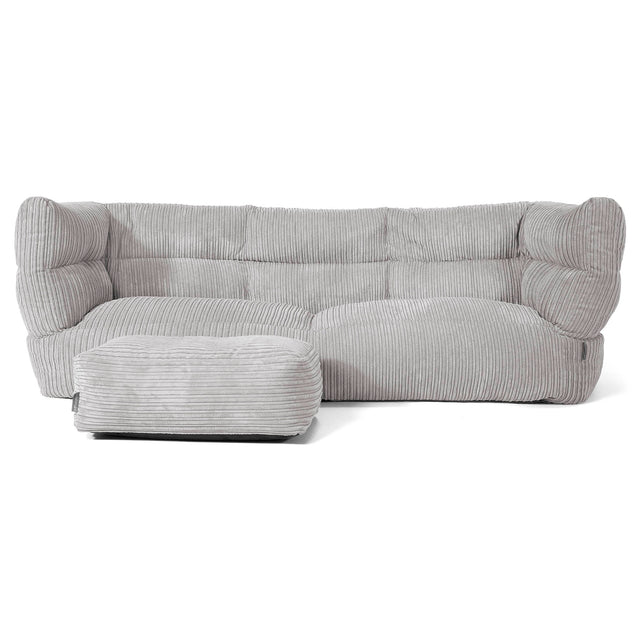 Louis Pouf Divano 3 posti - Velluto a Coste Grigio Argento 02
