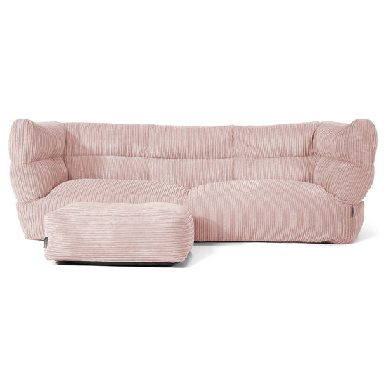 Louis Pouf Divano 3 posti - Velluto a Coste Rosa Cipria 02