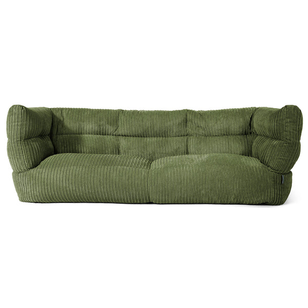 Louis Pouf Divano 3 posti - Velluto a Coste Verde Foresta 01